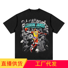 勒布朗詹姆斯James 美式vintage嘻哈短袖复古圆领T恤tee