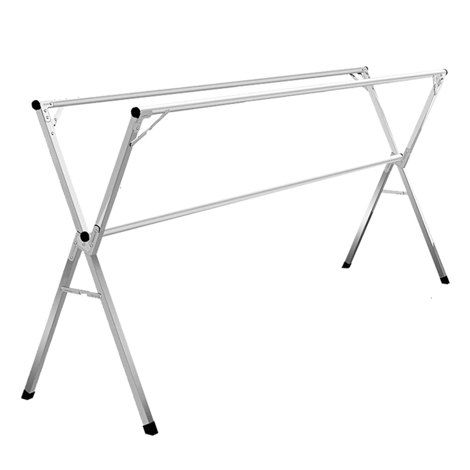 Stainless Steel Laundry Rack Floor Folding Indoor and Outdoor Drying Rack Double Pole Balcony X-Type Retractable Bold Clothing Rod