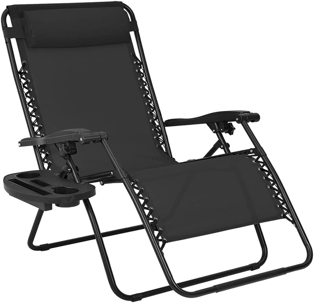 黑色户外折叠椅豪华躺椅带桌板拉夫马绑绳600d牛津布特斯林休闲