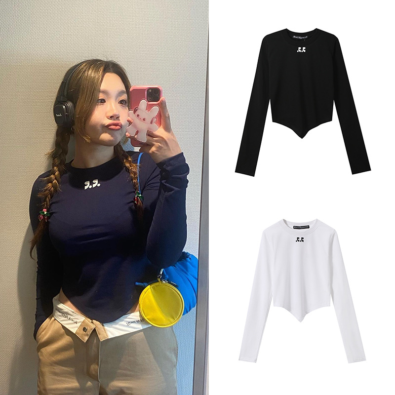 韩国潮牌rest and recreation不规则t恤 jennie同款修身长袖上衣