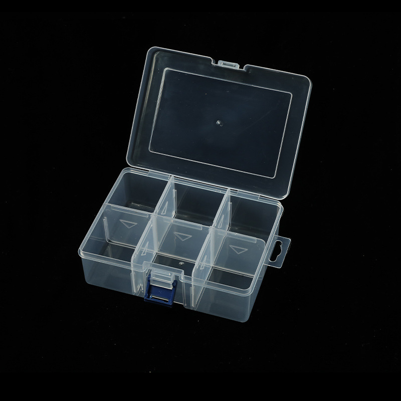 Large 6 Grid Storage Box Beaded Box Pill Box Removable Plastic Box Blue Buckle Jewelry Box Hardware Finishing Box Wholesale