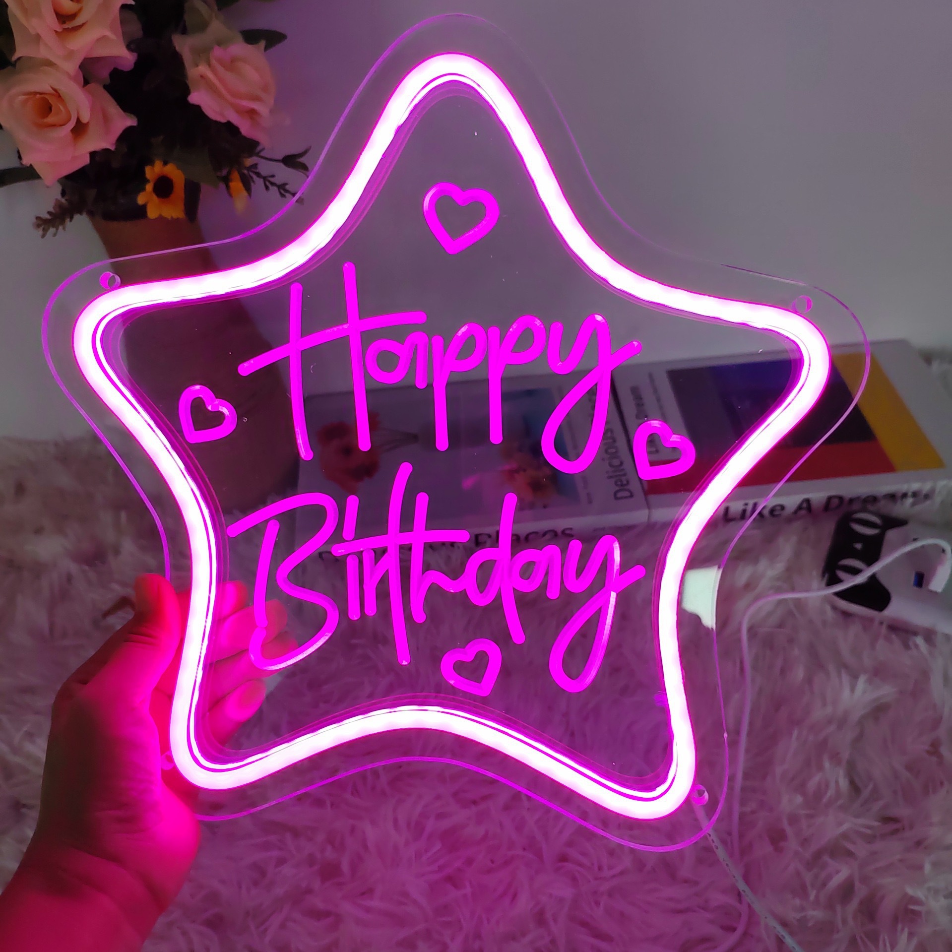 Amazon Led Neon Light Happy Birthday Letter Luminous Modeling Light Birthday Party Decoration Atmosphere