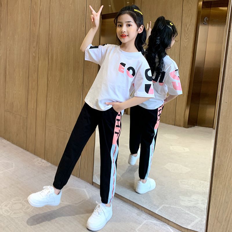 女童网红套装2024新款女童夏装薄款女大童夏季12岁女孩短袖两件套