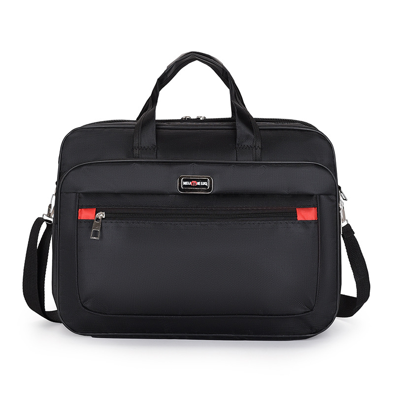 Factory Direct Sales Men's Large Capacity Briefcase Business Trip Laptop Horizontal Handbag Wear-Resistant Briefcase