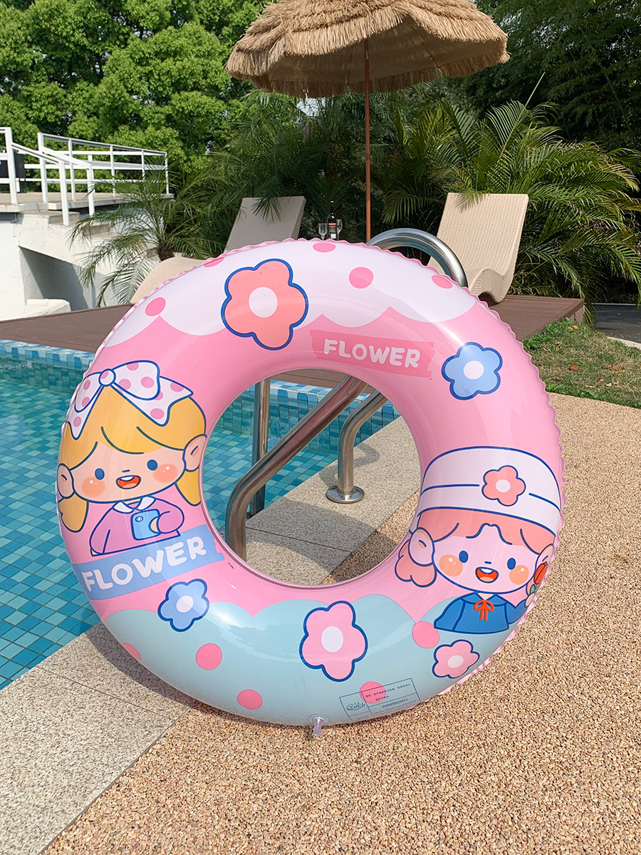 Hot Selling Children's Cartoon Pink Little Girl Swimming Ring Thickened Life Buoy Anti-Flip Boys and Girls Beginner