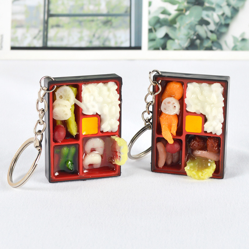 PVC Simulation Chinese Lunch Box Candy Toy Food Pendant Model Taiwan Bento Refridgerator Magnets Doll House Prop Decoration