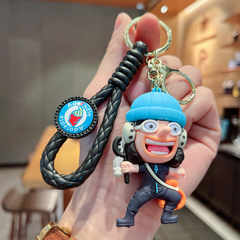 Cartoon Anime One Piece Road Feiqiao Bausop Three-Dimensional Doll Car Key Ring Pendant Gift Wholesale