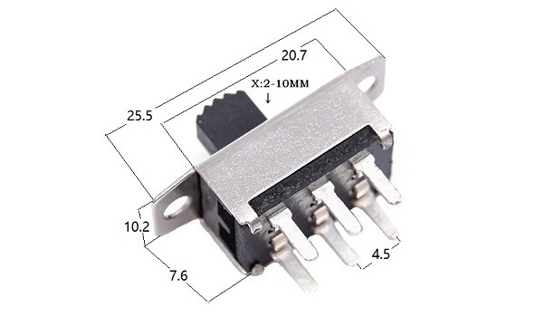 六脚电源拨动开关1a 六脚电源滑动开关125v 6脚大电流拨动开关