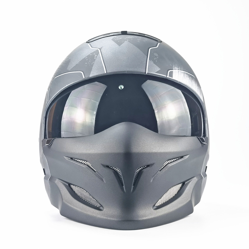 现货武士黑蝎子头盔男哈雷复古组合头盔半盔电动车印第安战士头盔