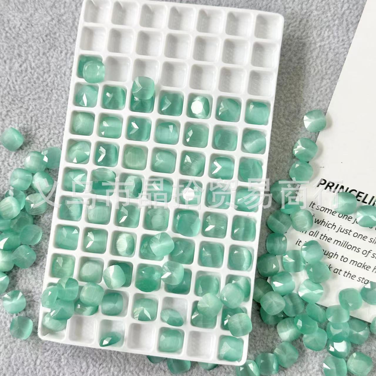 Cat's Eye Jade Surface Protein 8mm Fat Square Color Nail Beauty Rhinestone Ornaments Accessories Factory Wholesale