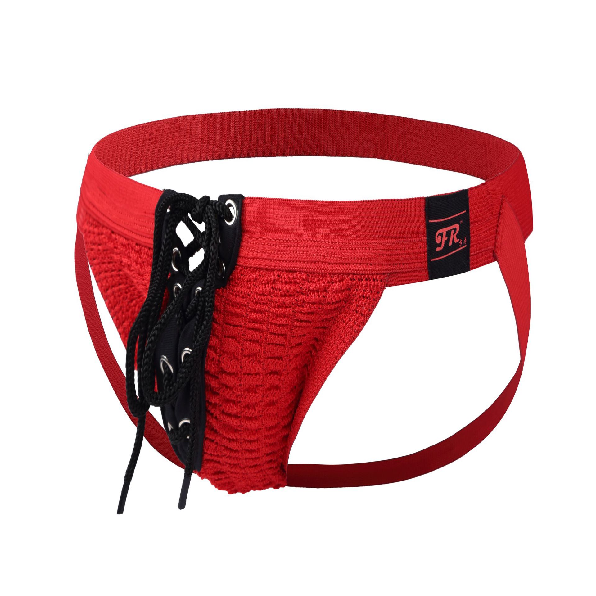 新款欧美外贸男士双丁内裤情趣内裤性感露臀运动系带内裤fr009