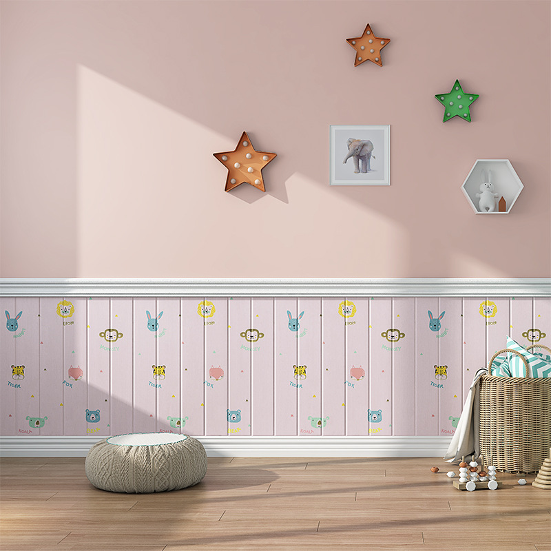 自粘墙纸幼儿园墙裙墙贴卧室温馨背景墙纸儿童房卡通立体墙围贴纸