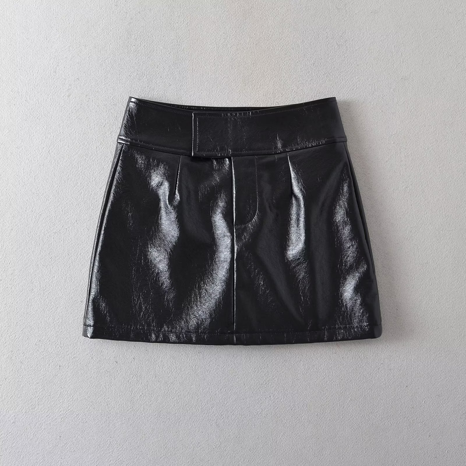 ins纯欲辣妹亮皮半身裙女冬季高腰内衬防走光皮裙短裙包臀裙批发