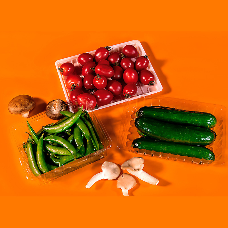 厂家定制透明保鲜塑料盒子蔬菜包装盒超市水果蔬菜一次性包装盒
