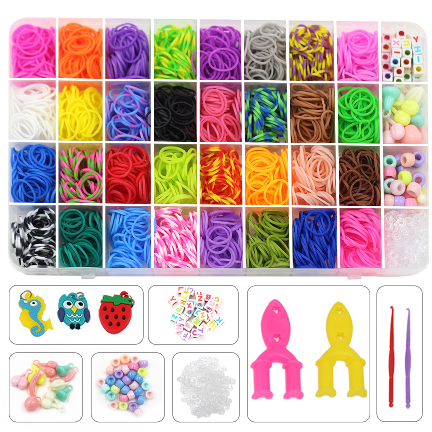 DIY Educational Children's Toys 36 Grid Rainbow Loom Loom Bands Rubber Band Set Woven Toy Bracelet