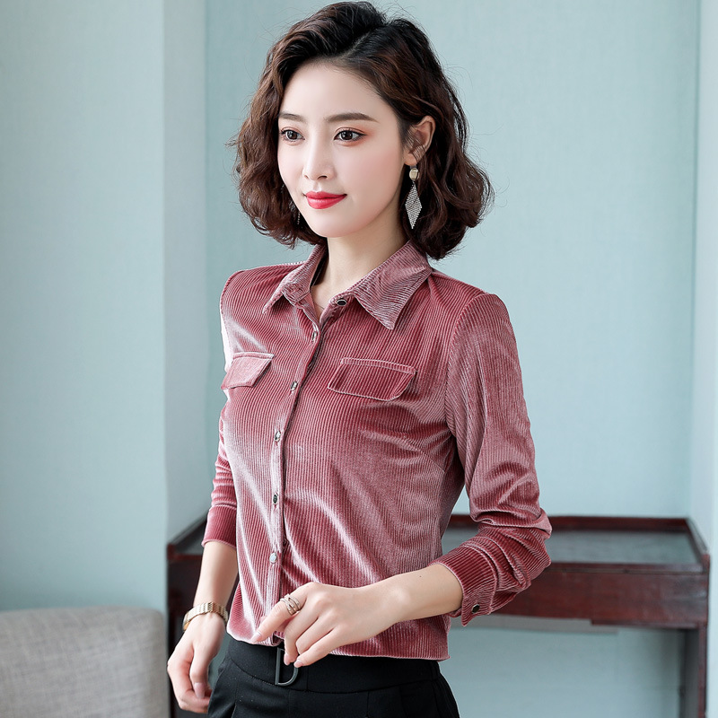 灯芯绒衬衫女2021年春秋新款百搭长袖上衣气质休闲妈妈装保暖衬衣