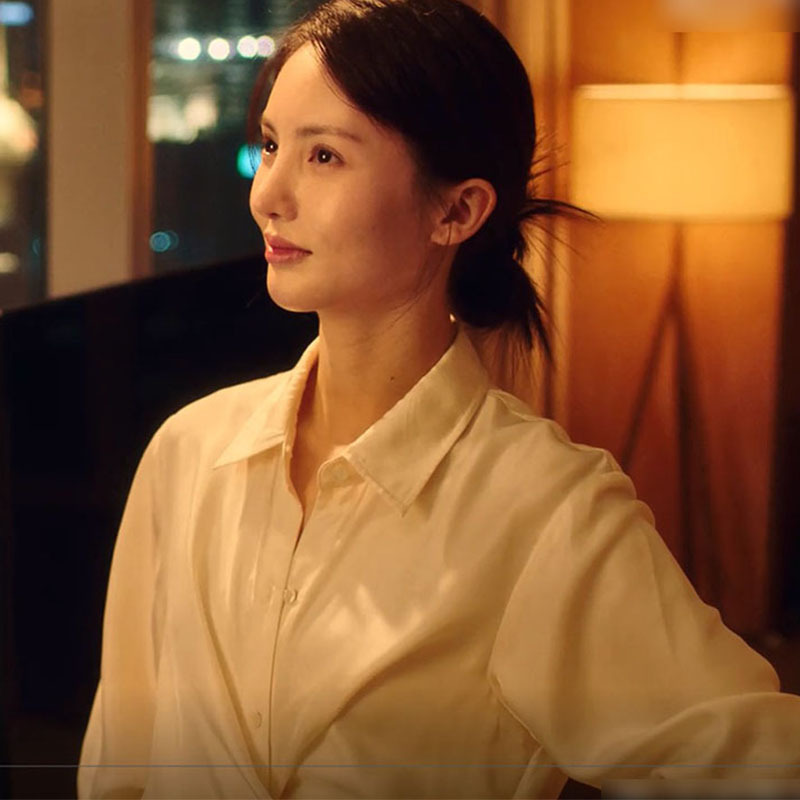 了不起的女孩沈思怡金晨同款白色设计感系带收腰衬衫裙连衣裙春夏