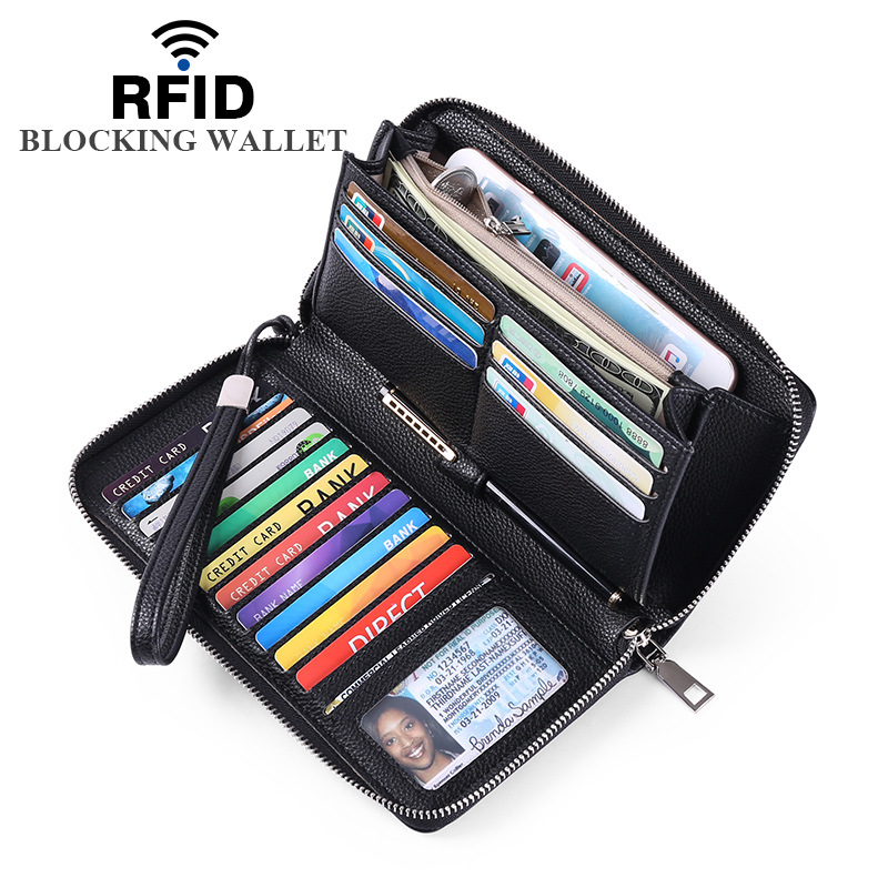 RFID防盗刷PU女士钱包大容量长款欧美女式多卡位钱夹现货批发