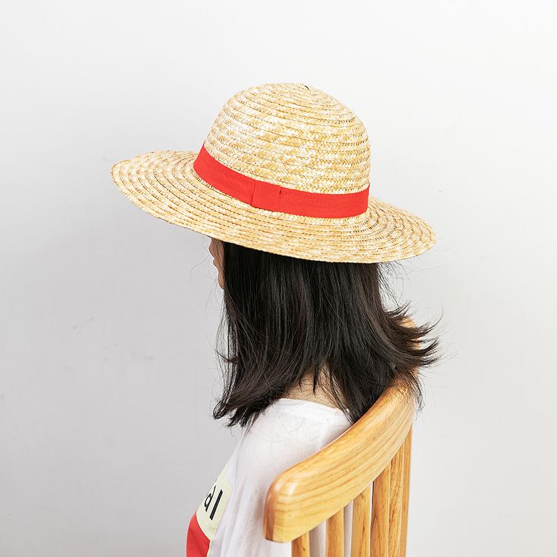 summer hat One Piece Luffy Same Style Straw Hat Cospaly Anime Dress up Straw Parent-Child Hat Sunshade Sun Protection Hat Performance Cap
