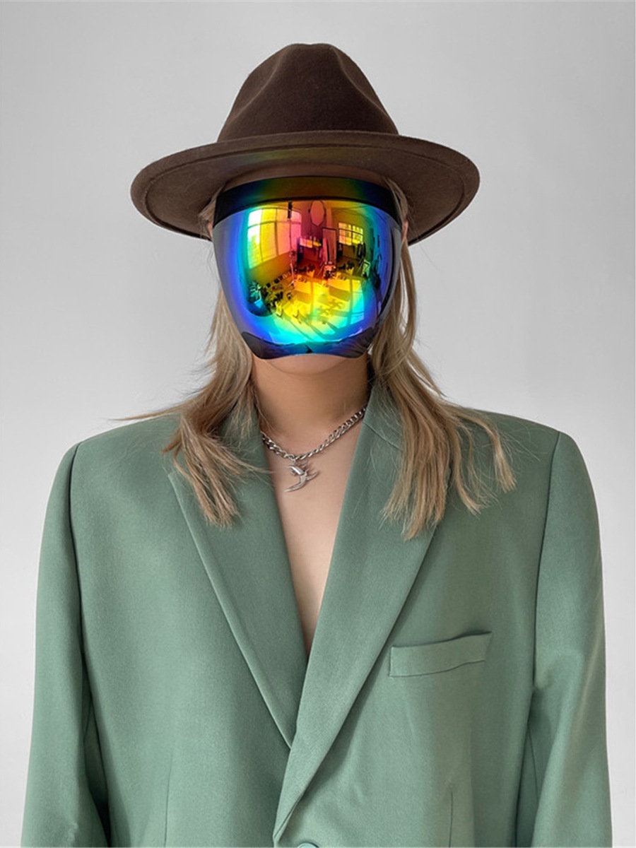 社恐面具男女网红防晒银色反光太空科技感神秘炫彩机能面罩全脸潮