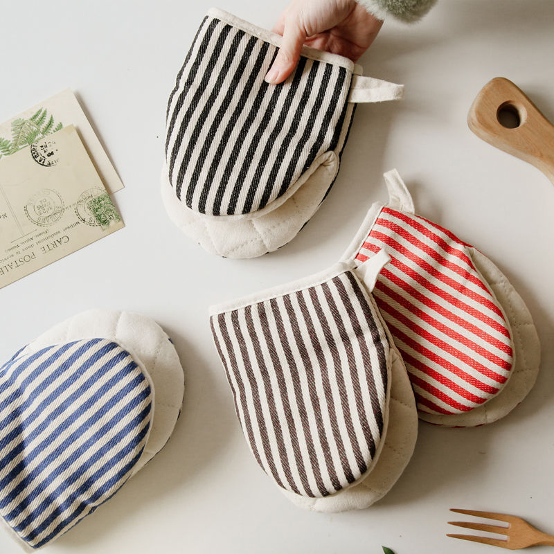 日式加厚微波炉手套棉麻防烫耐高温厨房烘培家用蒸箱烤箱专用