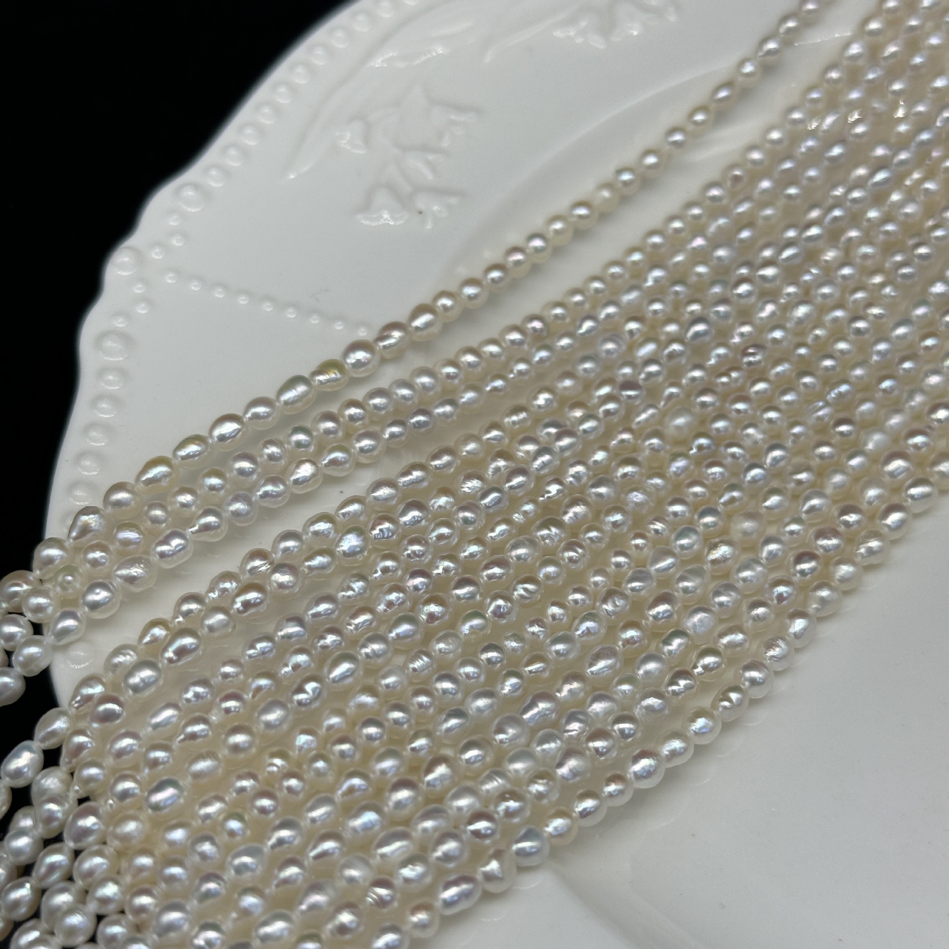 3-4mm天然淡水珍珠项链炫彩色keshi不规则半成品项链批发诸暨珍珠