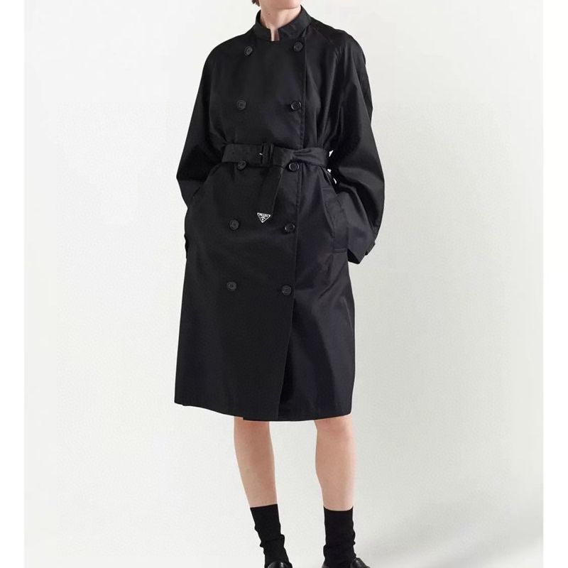 2023早秋新品 立领双排扣尼龙风衣中长款版型-阿里巴巴