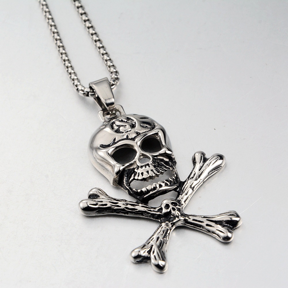 欧美日韩骷髅头x吊坠项链个性休闲时尚钛钢饰品跨境货源-阿里巴巴