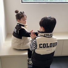 新款韩版童装儿童羽绒棉马甲男女童立领拼色马夹宝宝外穿保暖背心