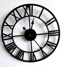 厂家批发跨境家用复古客厅铁艺挂钟欧式装饰时钟罗马静音石英钟表