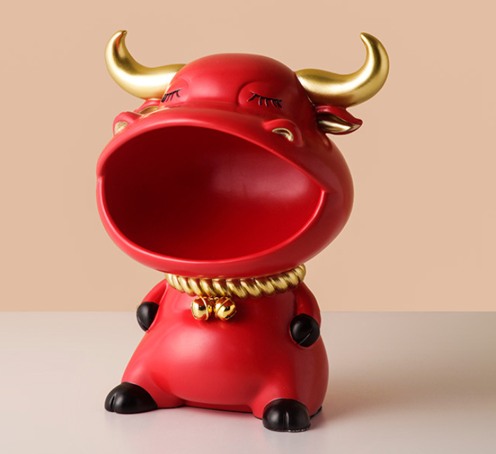 牛年吉祥物摆件玄关钥匙收纳客厅家居装饰