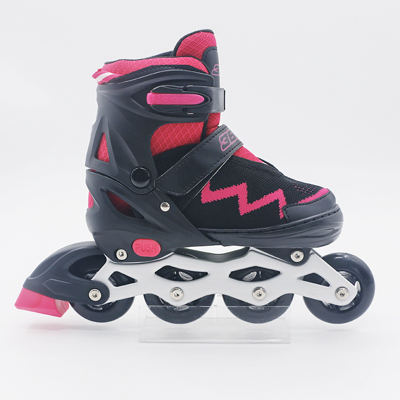 网布魔术贴旱冰鞋儿童单排后刹溜冰鞋可调节成人单排轮滑鞋批发
