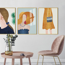 现代简约跨境装饰画芯时尚女性艺术挂画美容院样板间民宿餐厅壁画