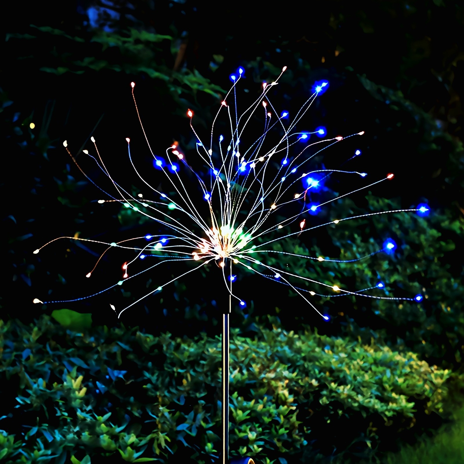 led太阳能地插烟花灯铜线灯满天星彩灯圣诞节户外防水装饰草坪灯