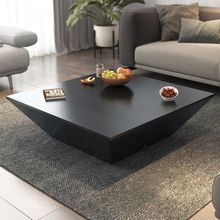 北欧现代极简黑色橡木纹茶几轻奢新款客厅家具个性正方形茶桌高级