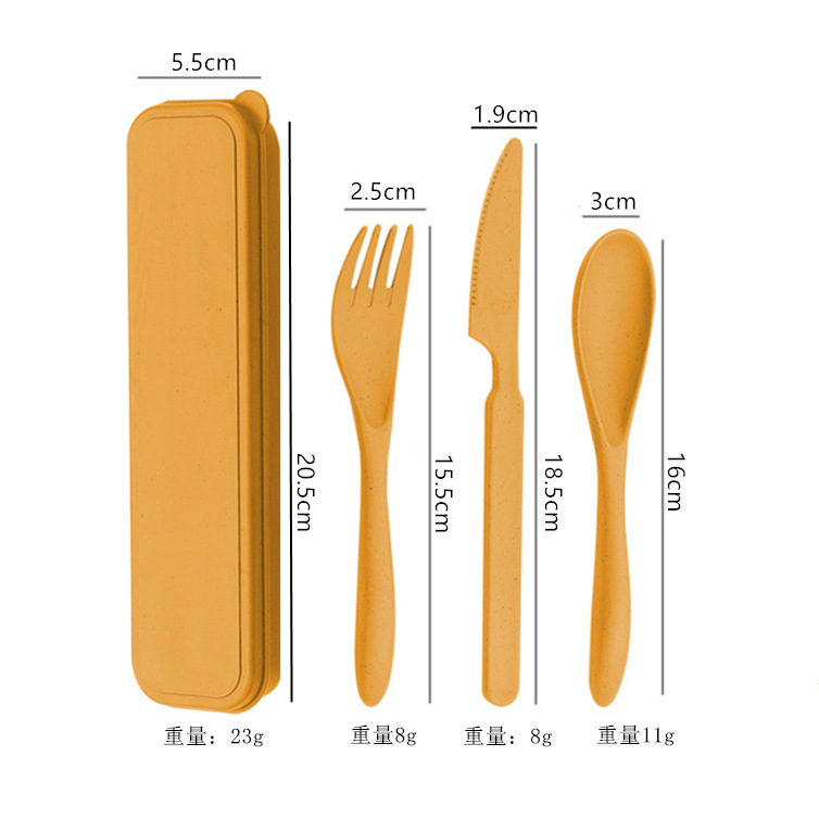 Wheat Straw Convenient Cross-Border Tableware Set Children's Tableware Gift Knife, Fork and Spoon Three-Piece Set Logo Can Be Added