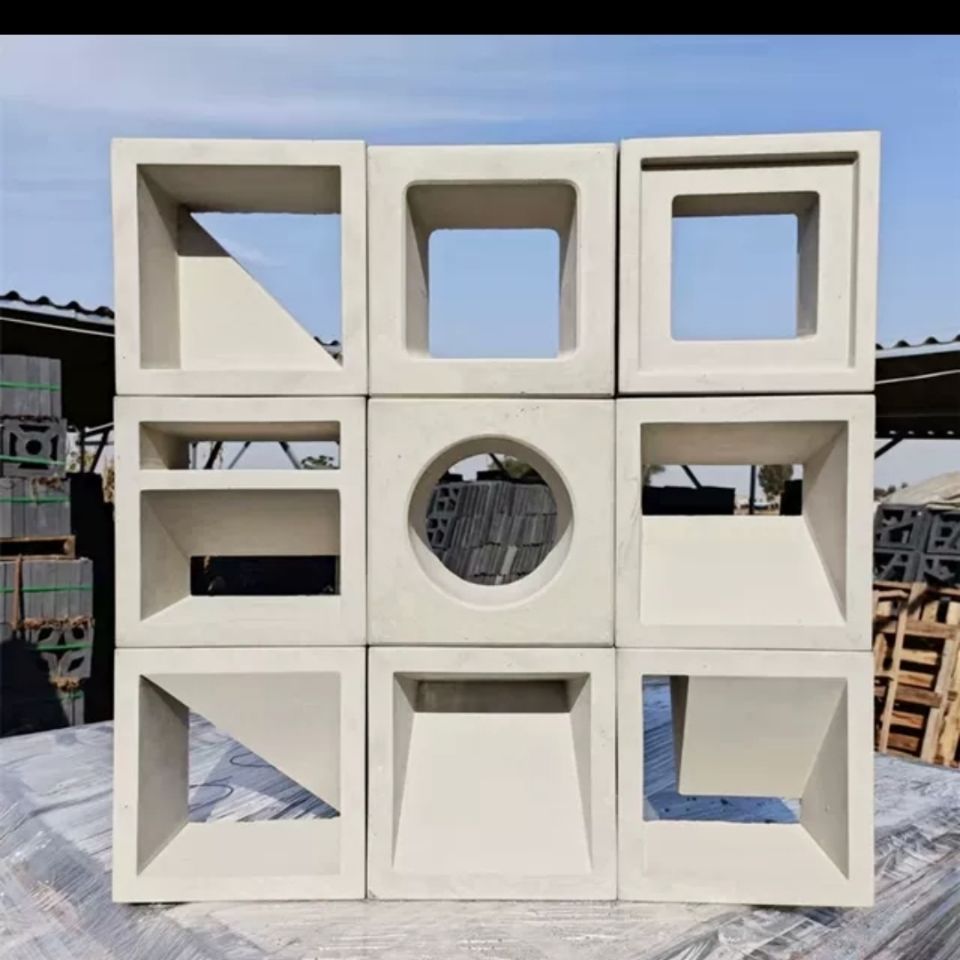 水泥构件网红空心砖混凝土镂空装饰多孔砖水泥预制品灰白色造型砖