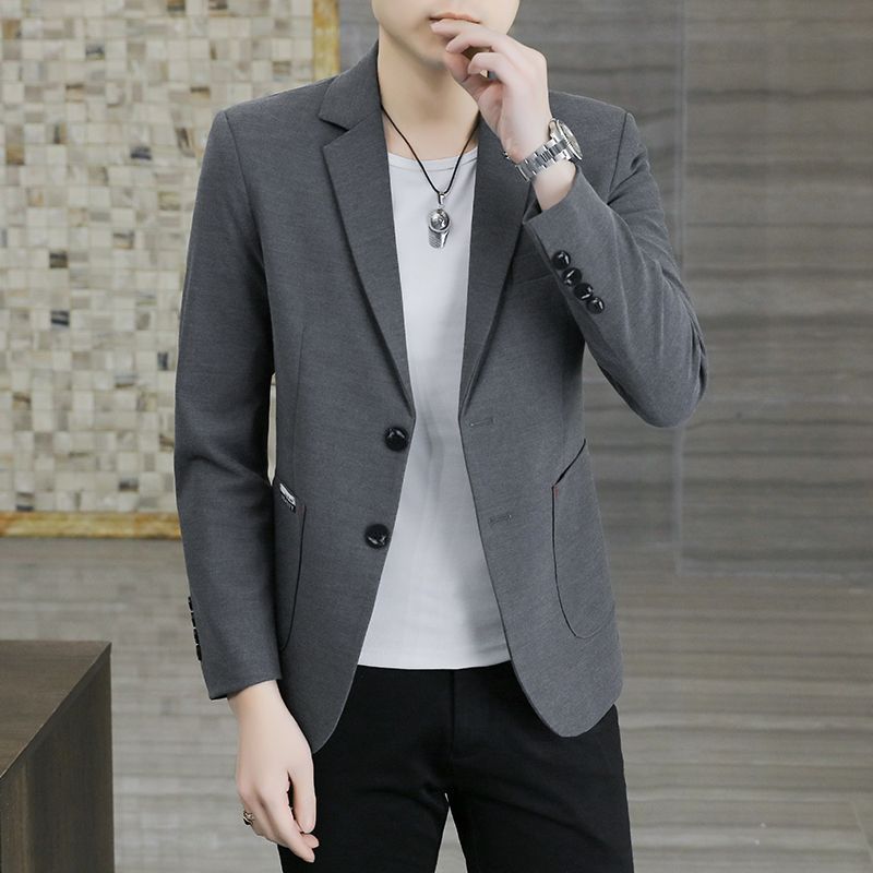 新款西装男士外套春秋季单西服韩版修身男装小西服拼接免烫外套潮