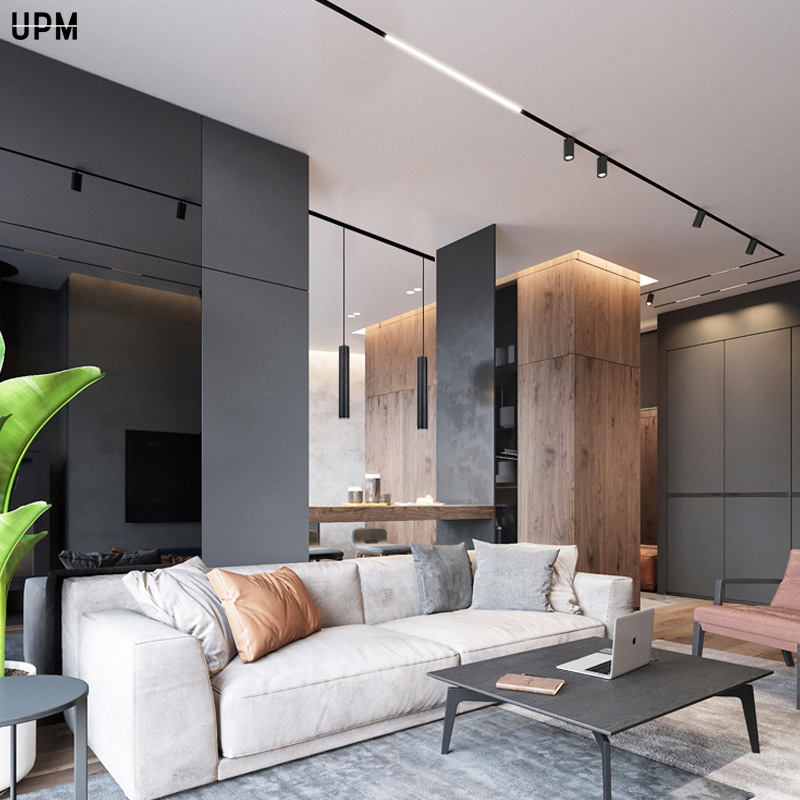 20款磁吸轨道灯无主灯客厅极简明装无边框导轨格栅泛光嵌入式射灯