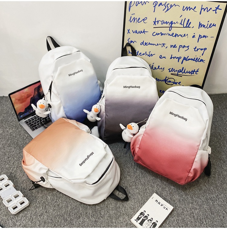 Schoolbag Female Korean Harajuku Junior High School Student College Students' Backpack Large Capacity Gradient Ins Backpack New