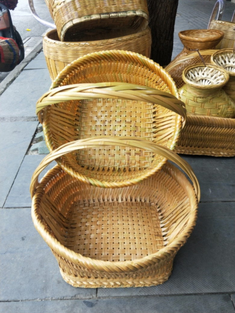 1n贵州纯手工竹提篮 菜篮子竹筐竹篓购物手提篮水果篮菜篮-阿里巴巴