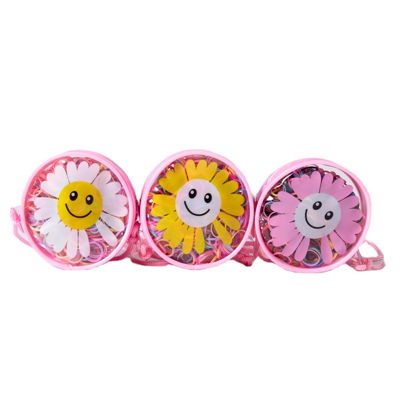 Cute Daisy Small Sling Packaging Strong Pull Constantly Thickened Small Rubber Band Children's Disposable Hair Bands and Black Rubber Bands