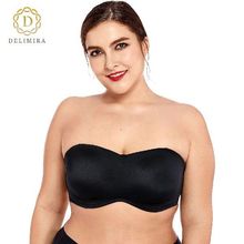 Delimira Women's Strapless Bra Seamless Backless Plus Size F