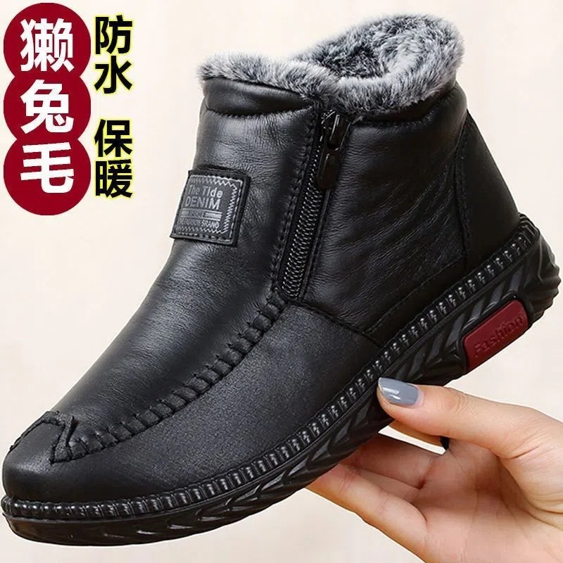 跨境女棉靴冬季外贸加绒加厚妈妈棉鞋中老年保暖防滑防水休闲雪地