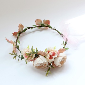 外贸热销儿童花环头饰发带仿真花朵女童发箍海边沙滩旅游度假头花