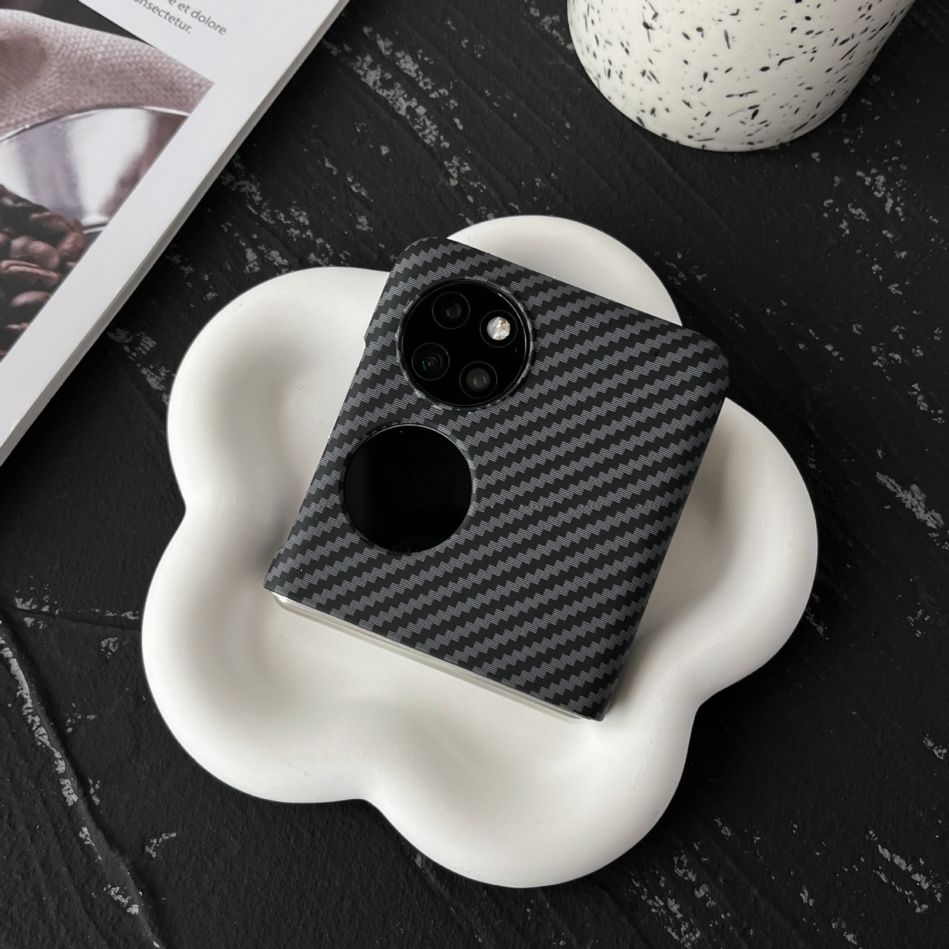 适用华为pocket2超薄立体碳纤维纹手机壳matex5折叠屏硬壳magicvs