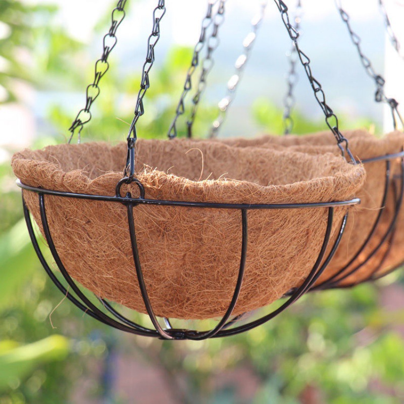 Iron Flower Pot Outdoor Coconut Palm Hanging-Type Semicircle Spherical Iron Frame Flower Stand Succulent Fishing Parrot Bird Flower Basket Delivery