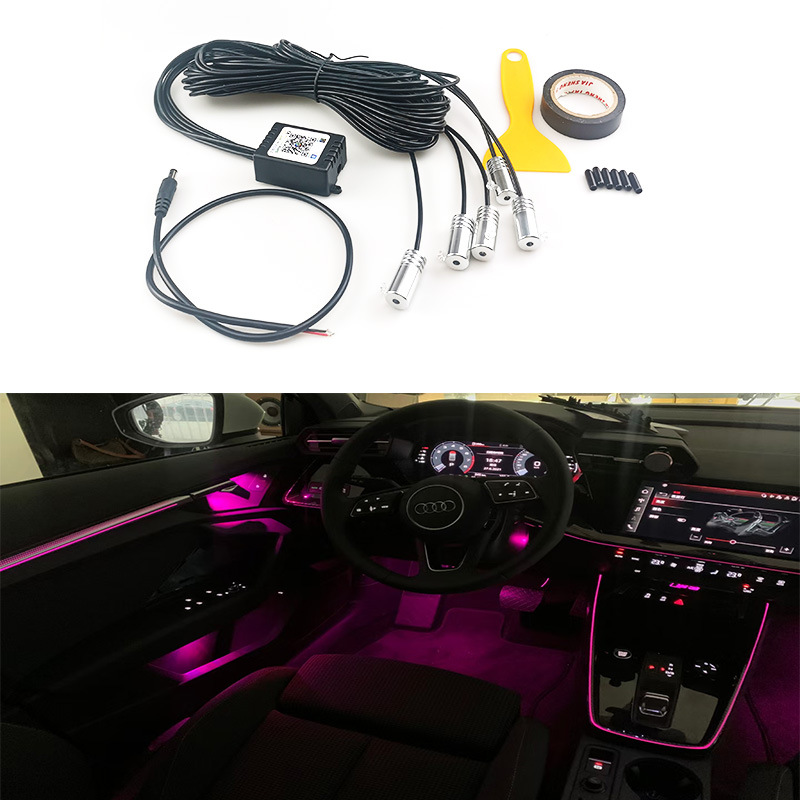 Foreign Trade Cross-Border Delivery 64-Color App Car Interior Ambience Light USB Luminescent Light Car Atmosphere Light Ambience Light