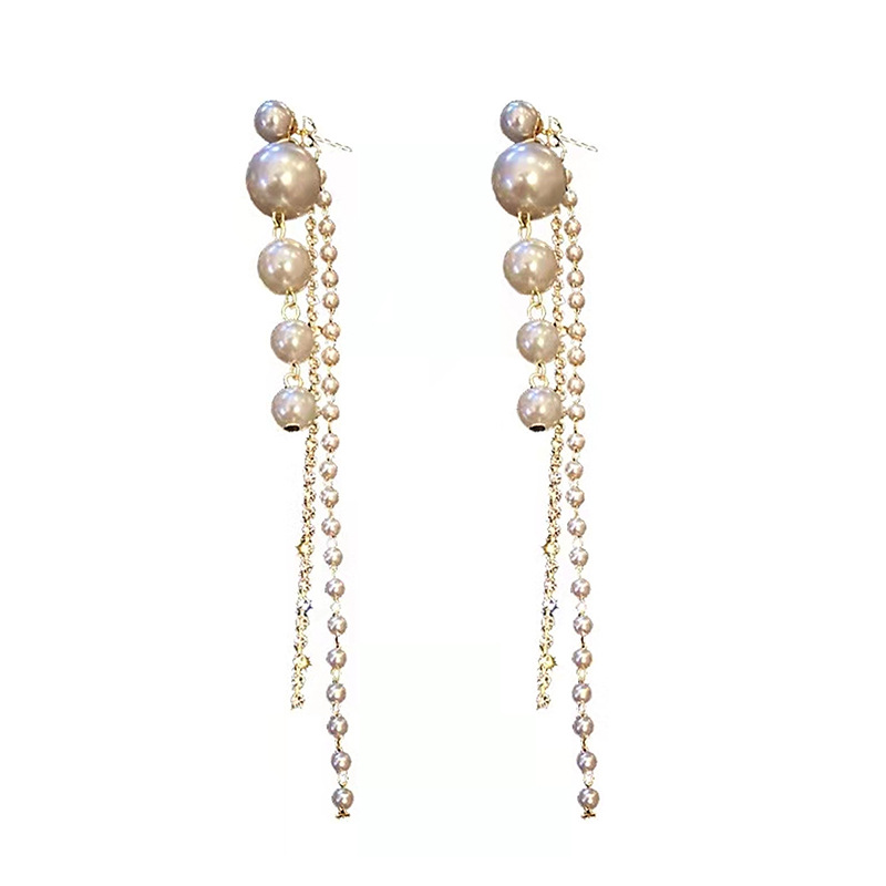 Dongdaemun Sterling Silver Needle Earrings 2022 New Earrings Elegant Internet Celebrity Ins Tassel Light Luxury Pearl Earrings