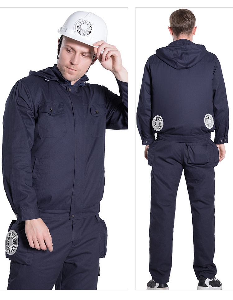 跨境连帽风扇服男夏季降温空调服户外防风外套工装劳保工作服定制